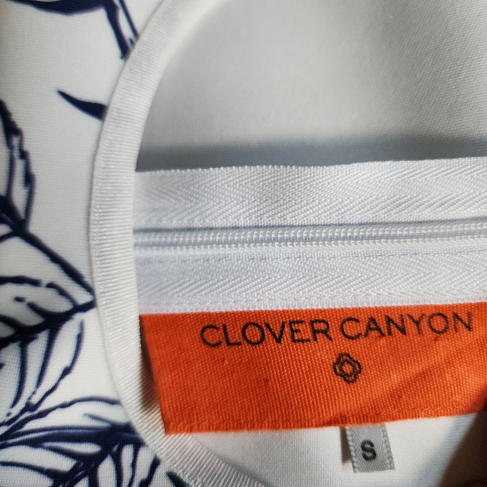 Clover Canyon Floral Bird Print Waist Cutout Midi Dress Blue Orange Size Small - Picture 4 of 15
